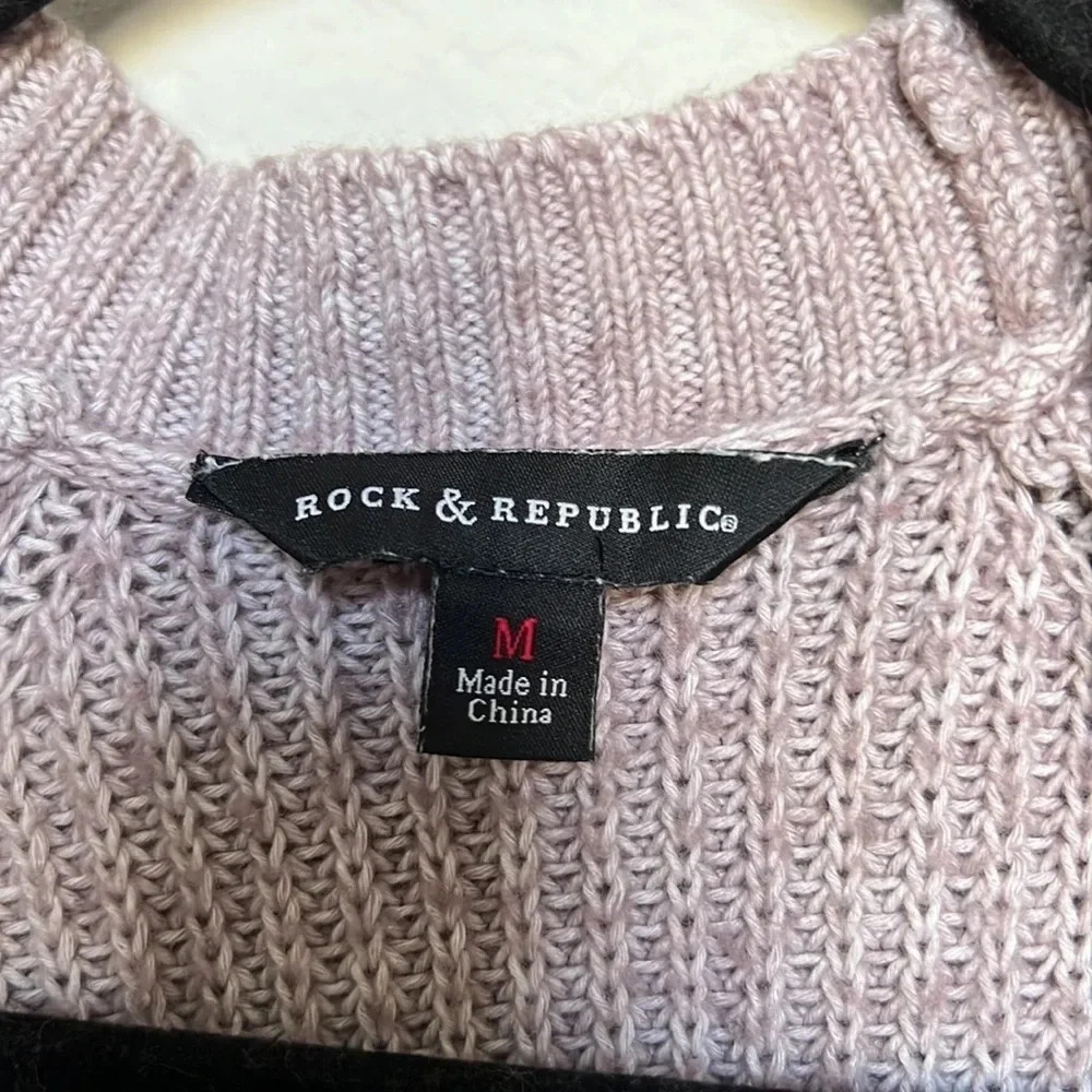 Rock & Republic Cardigan Sweater w Zipper Details / Mauve / Size Med / GUC - Picture 3 of 4